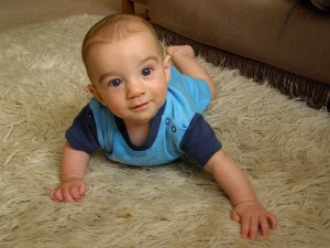 Boy on clean carpet